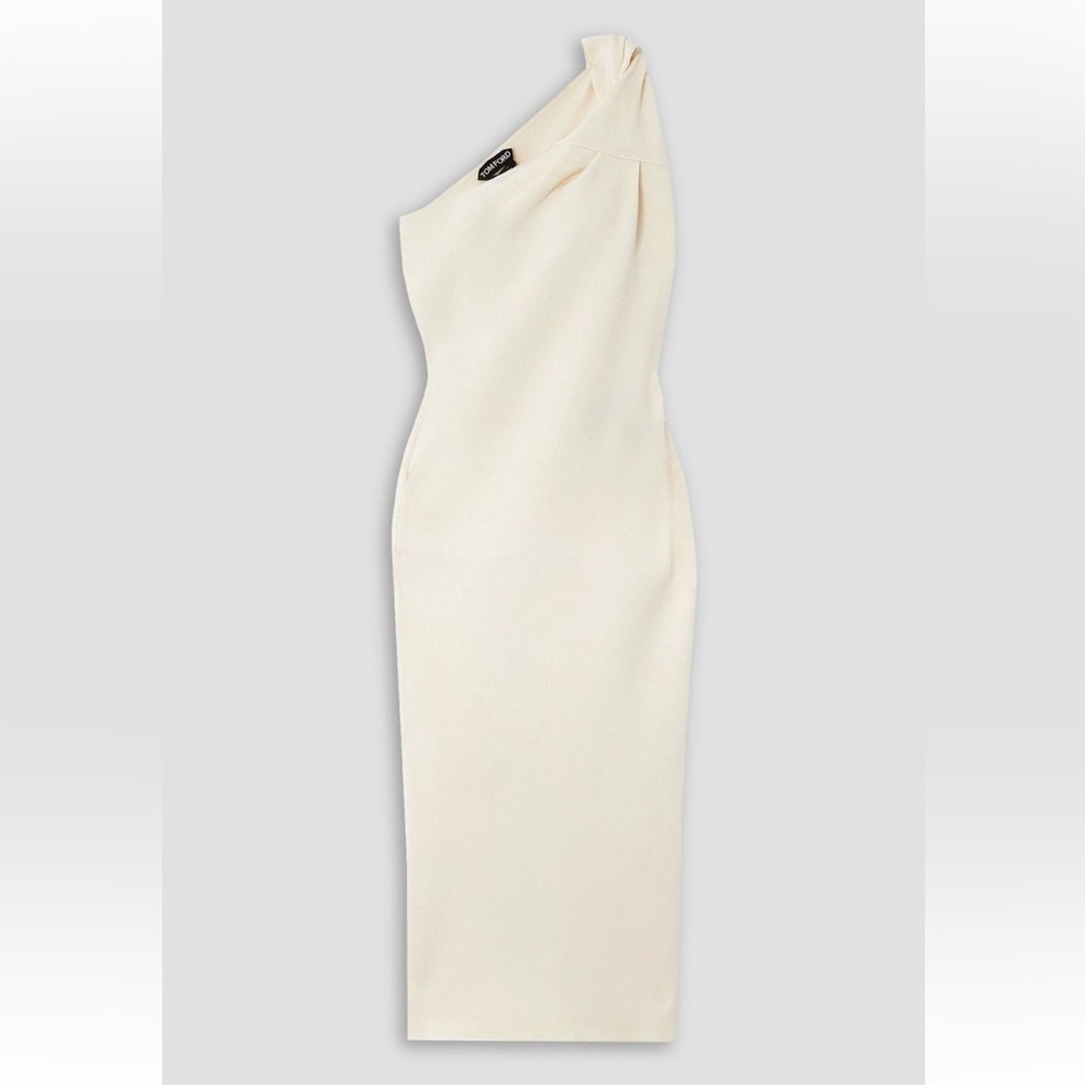 NWOT Tom Ford Wool/Silk Knit One Shoulder Midi Dress